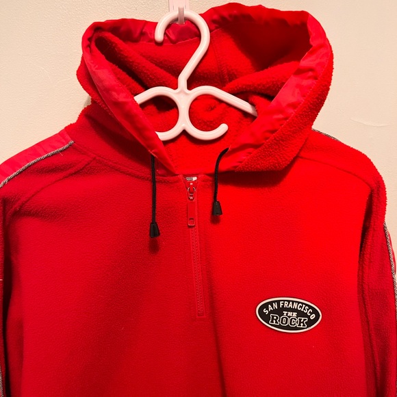 The Rock - Men’s Large -Alcatraz Federal Penitentiary Fleece Hoodie -Red & Black - Picture 6 of 13